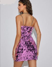 Vestido Curto de Paetê Vivella  Holly