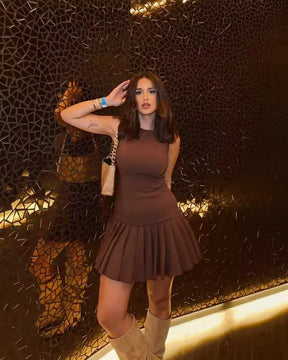 Vestido Curto Barra Plissada Vivella Amara