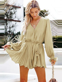 Vestido Manga Longa Plissado Tendência Boho Chic Vivella Helise