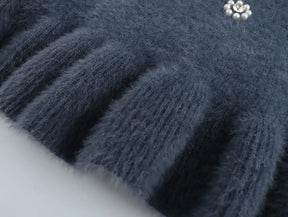 Vestido Curto Tricô com Pérolas Vivella Anya