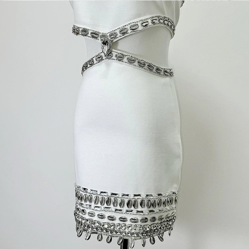 Vestido Curto com Pedrarias Vivella Cristal - Alta Elasticidade