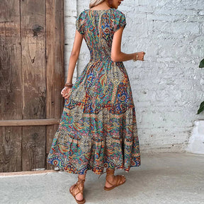 Vestido Vintage Maxi com Elástico na Cintura Vivella Ana