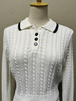 Conjunto Tricô Cropped Manga Comprida e Saia Vivella Antonella