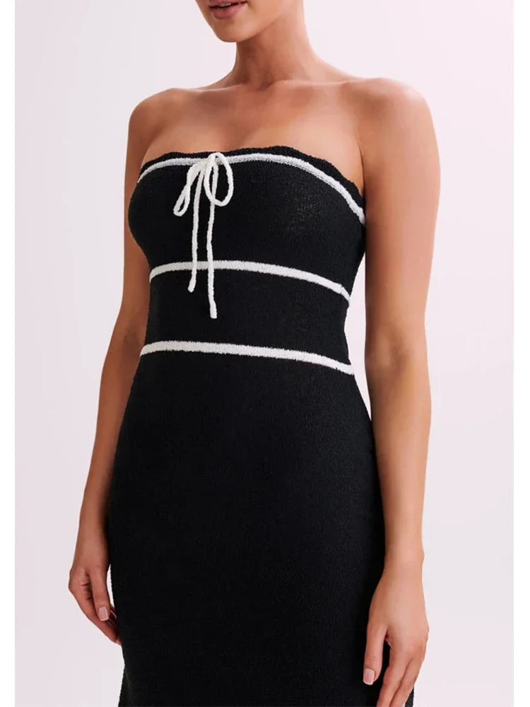Vestido Tricô Midi Sem Alças Vivella Fiorella