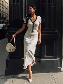 Conjunto Cropped e Saia Midi Plissada Vivella Juliette