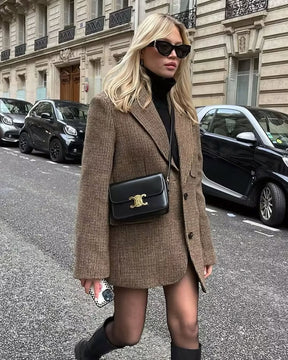 Conjunto Blazer e Saia Curta Plissada Vivella Charlotte