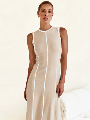 Vestido Midi de Malha Sem Mangas Vivella Eleganza