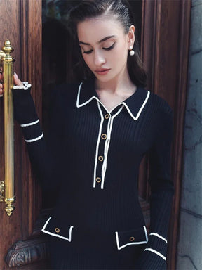 Vestido Curto Manga Longa com Botões Vivella Amélie