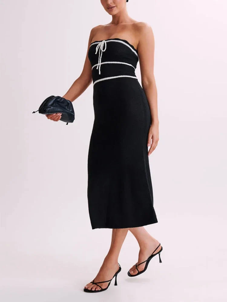 Vestido Tricô Midi Sem Alças Vivella Fiorella