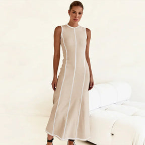Vestido Midi de Malha Sem Mangas Vivella Eleganza