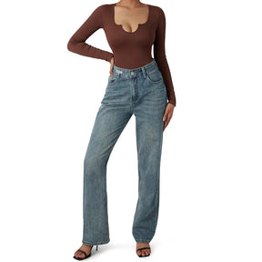 Body Suit Shape Slim Manga Longa com Decote Vivella