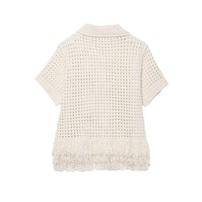 Conjunto Tricô Blusa e Saia com Franja Vivella Clara