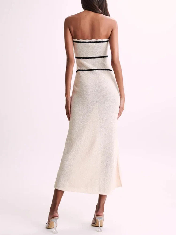 Vestido Tricô Midi Sem Alças Vivella Fiorella