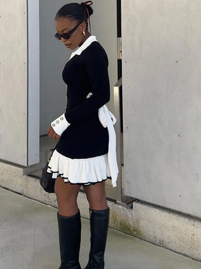 Vestido Curto Manga Longa com Botões Vivella Grace