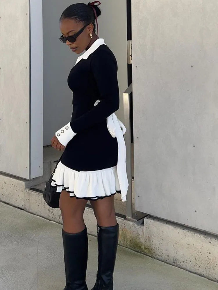 Vestido Curto Manga Longa com Botões Vivella Grace