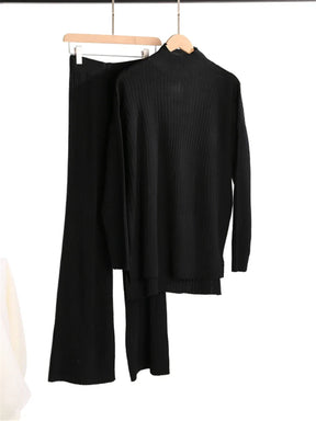 Conjunto de Tricô Canelado com Suéter Mullet Gola Alta e Calça Pantalona Vivella Laura - OUTONO/INVERNO