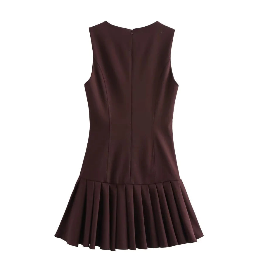 Vestido Curto Barra Plissada Vivella Amara