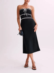 Vestido Tricô Midi Sem Alças Vivella Fiorella