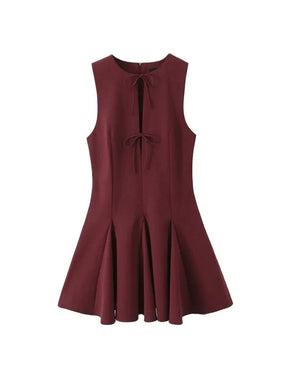 Vestido Curto Godê Barra Plissada Vivella Sienna