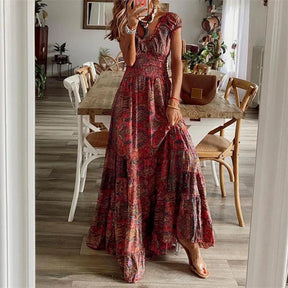 Vestido Vintage Maxi com Elástico na Cintura Vivella Ana