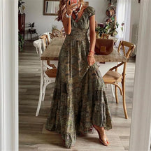 Vestido Vintage Maxi com Elástico na Cintura Vivella Ana
