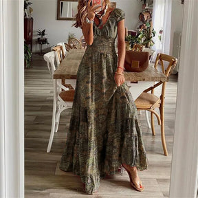 Vestido Vintage Maxi com Elástico na Cintura Vivella Ana