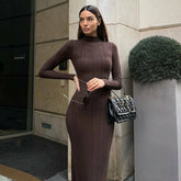 Vestido Midi Manga Longa Gola Alta Vivella Amira