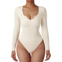 Body Suit Shape Slim Manga Longa com Decote Vivella
