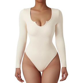 Body Suit Shape Slim Manga Longa com Decote Vivella