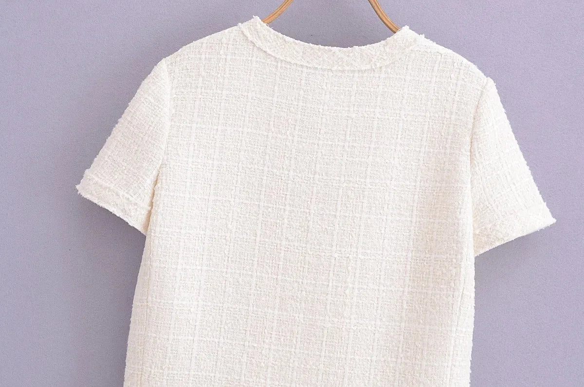 Vestido Curto Tricô com Botões Vivella Celeste