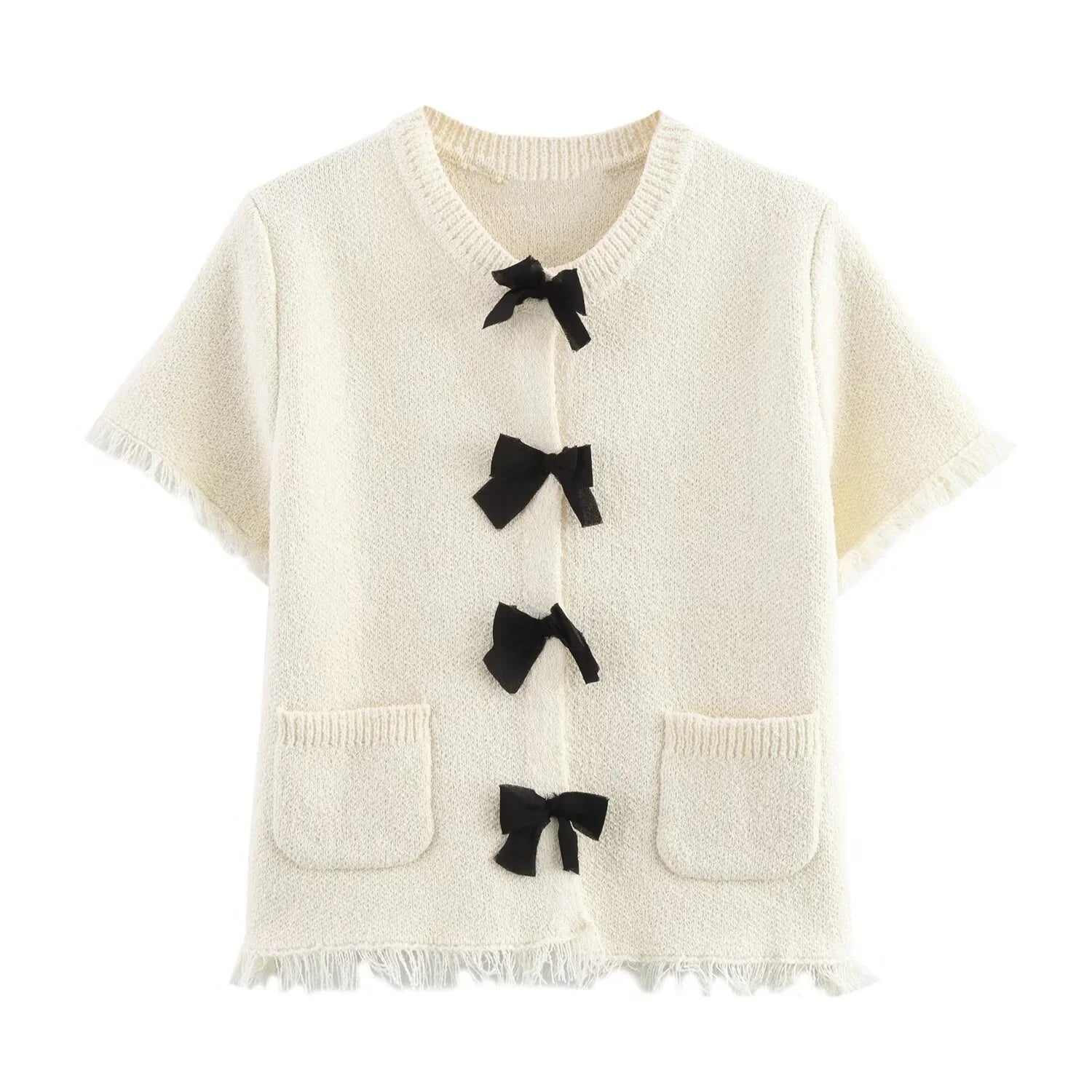 Conjunto Tricô Blusa Manga Curta e Saia Curta Vivella Safira