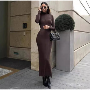 Vestido Midi Manga Longa Gola Alta Vivella Amira