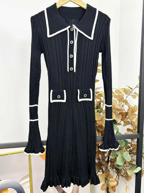 Vestido Curto Manga Longa com Botões Vivella Amélie