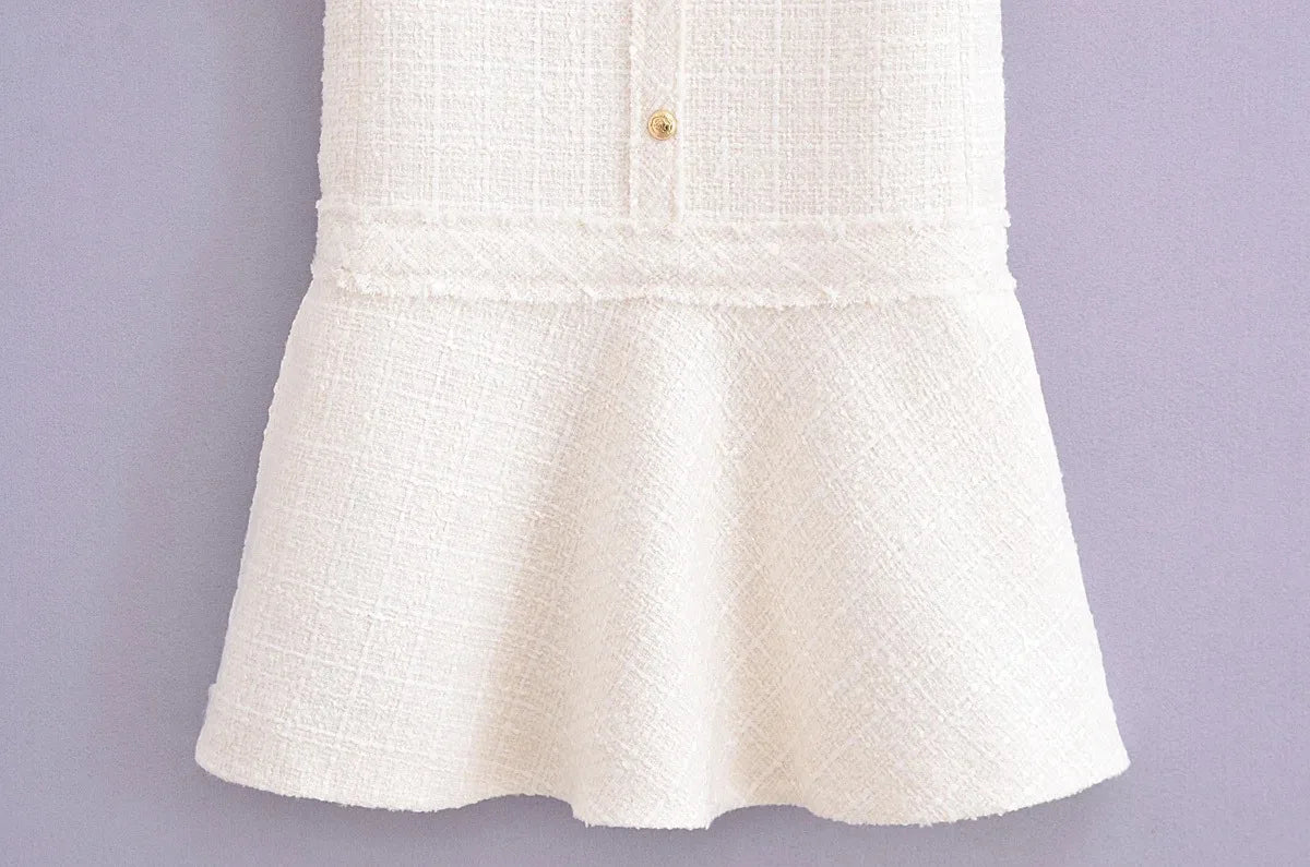 Vestido Curto Tricô com Botões Vivella Celeste
