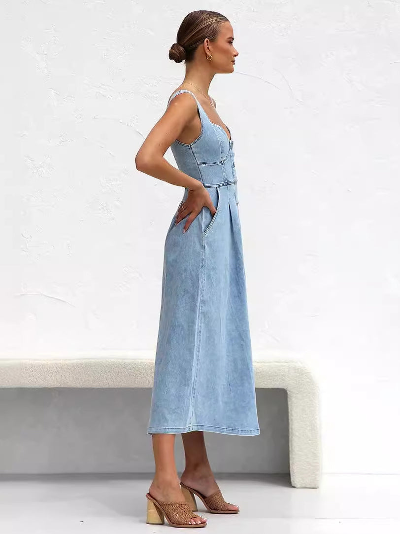Vestido Midi Jeans Vivella Gaya