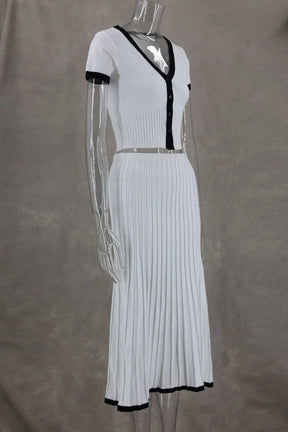 Conjunto Cropped e Saia Midi Plissada Vivella Juliette