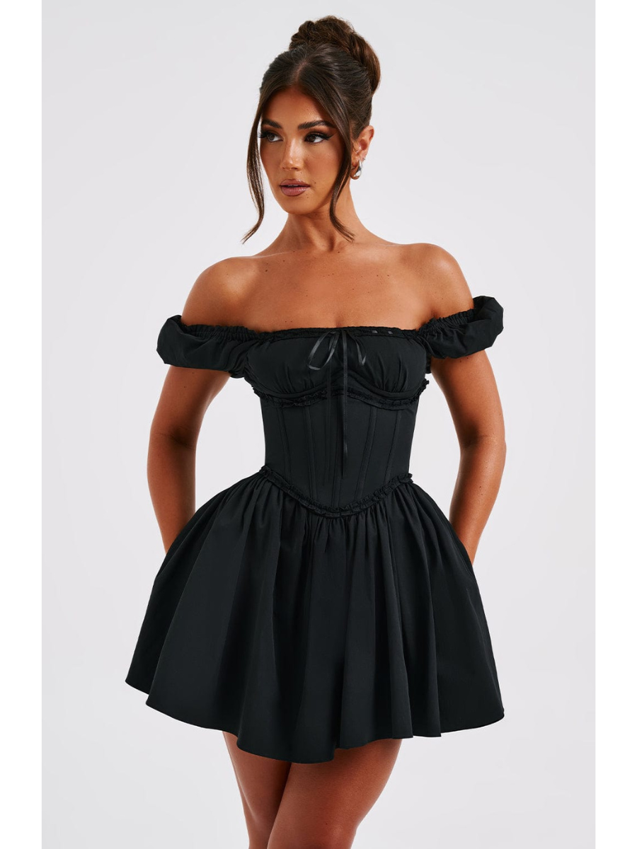 Vestido Curto Bustier Vivella Penélope Preto - GOLDEN ERA
