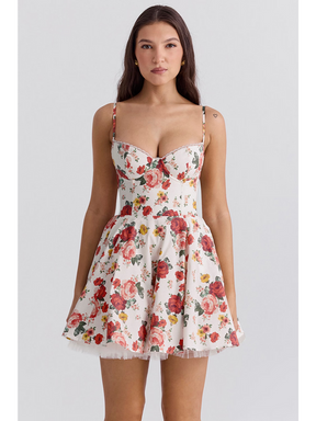 Vestido Curto Floral Modelador Com Forro em Tule Vivella Lille - GOLDEN ERA
