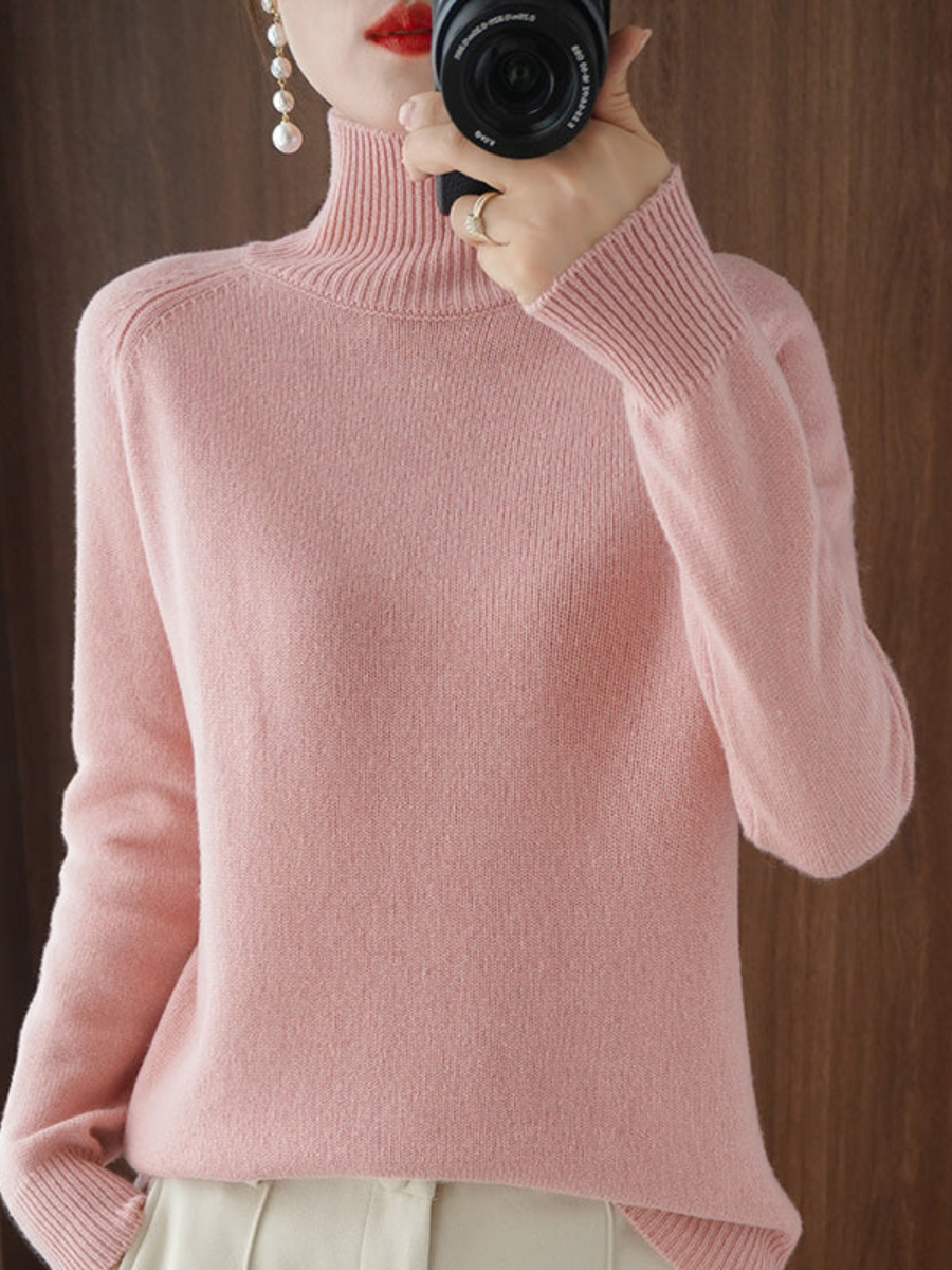 Suéter Feminino de Caxemira Gola Alta Vivella Elegance