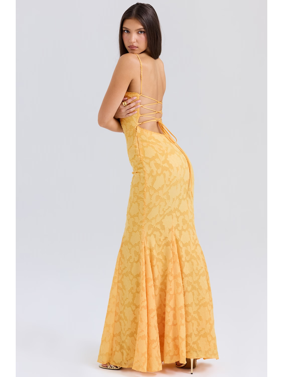 Vestido Longo Rendado com Amarrações Vivella Joan - GOLDEN ERA