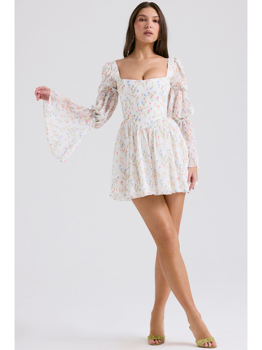 Vestido Curto Bufante Modelador Floral Vivella Veronica - GOLDEN ERA