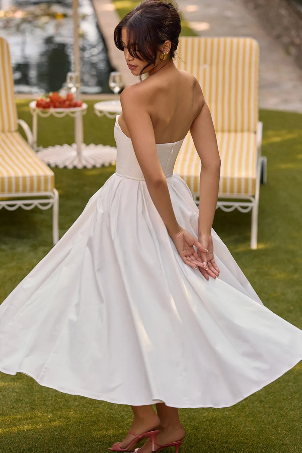 Vestido Bustier Midi Vivella Celeste - GOLDEN ERA