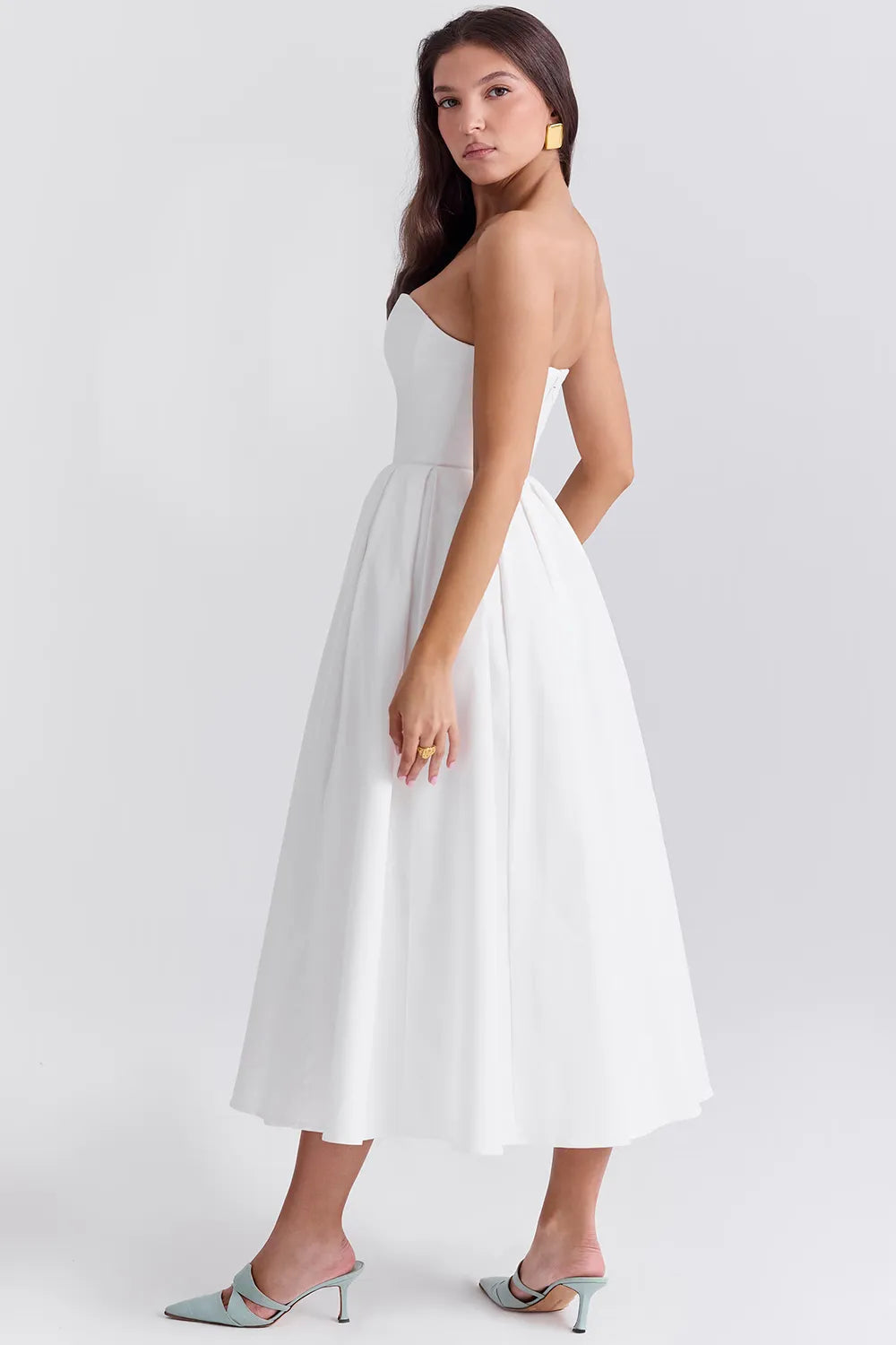 Vestido Bustier Midi Vivella Celeste - GOLDEN ERA