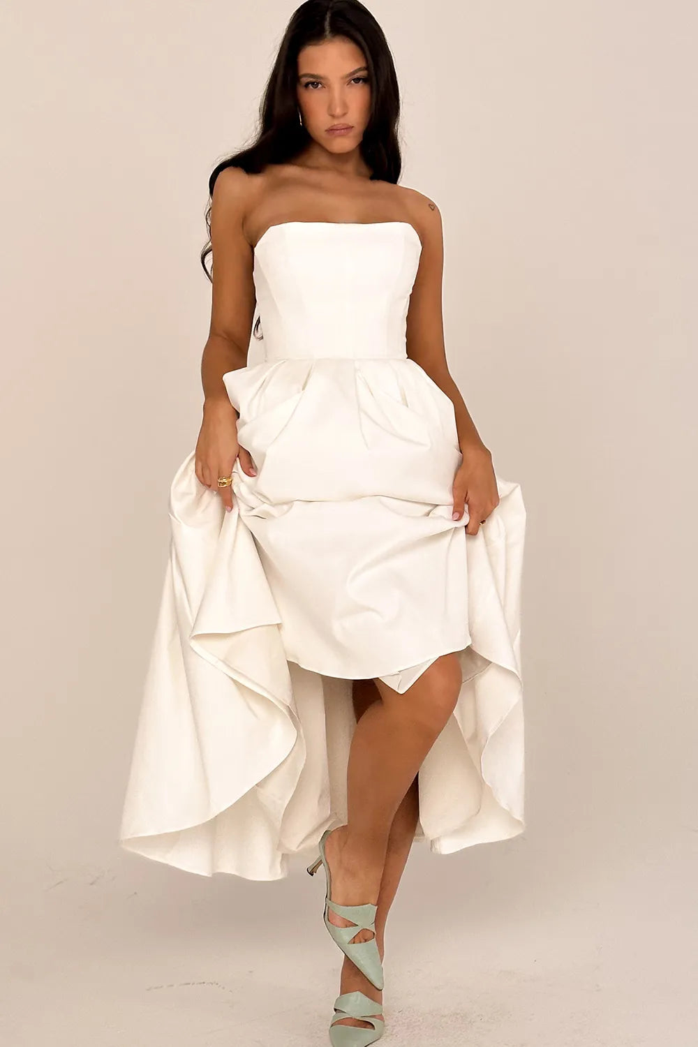 Vestido Bustier Midi Vivella Celeste - GOLDEN ERA
