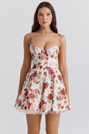 Vestido Curto Floral Modelador Com Forro em Tule Vivella Lille - GOLDEN ERA