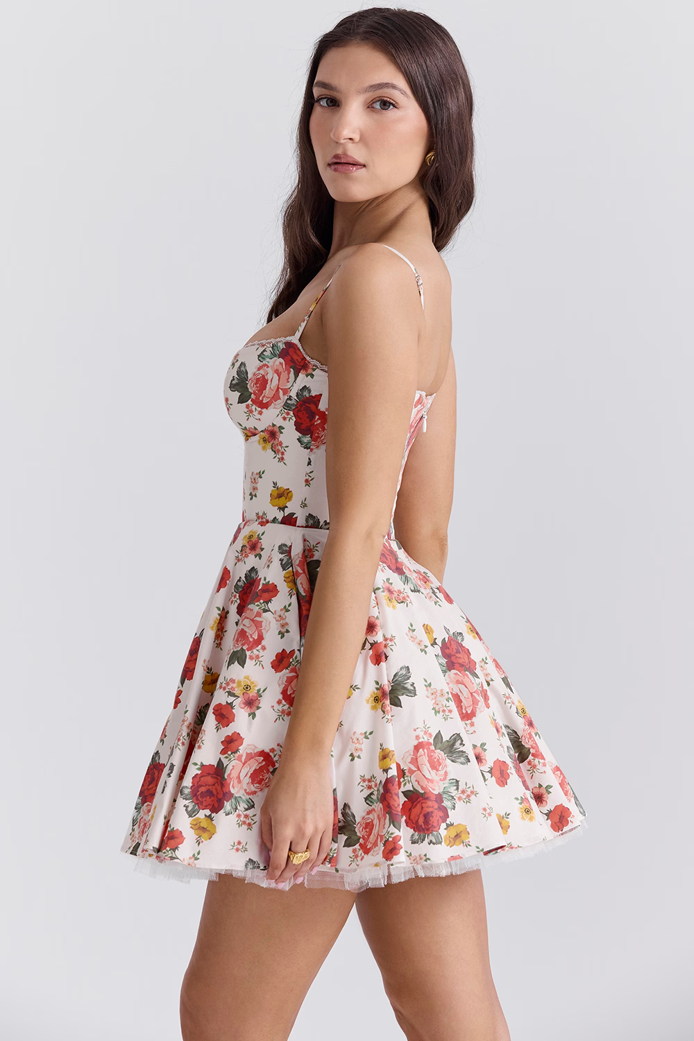 Vestido Curto Floral Modelador Com Forro em Tule Vivella Lille - GOLDEN ERA