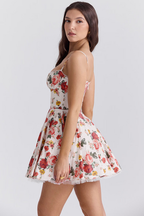 Vestido Curto Floral Modelador Com Forro em Tule Vivella Lille - GOLDEN ERA