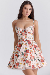 Vestido Curto Floral Modelador Com Forro em Tule Vivella Lille - GOLDEN ERA