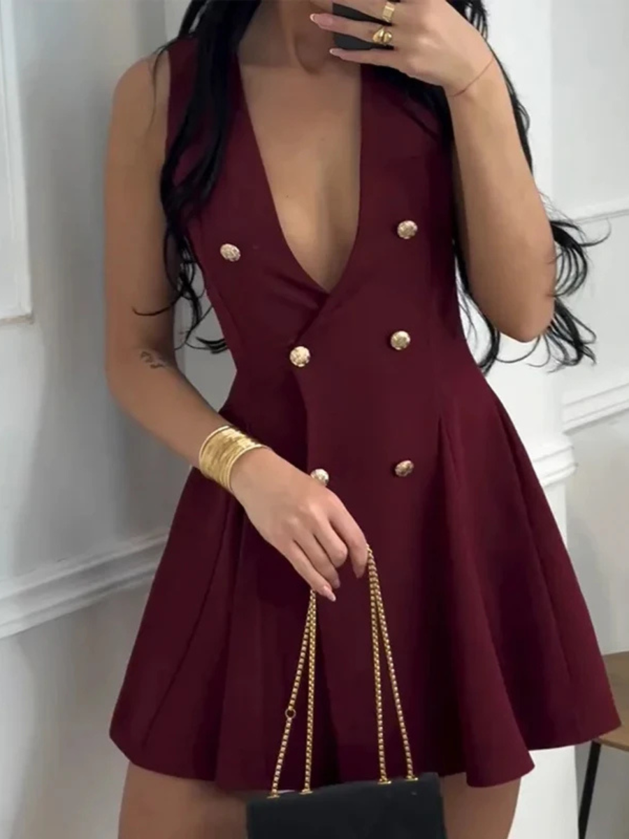 Vestido Curto Godê com Botões Vivella Mila