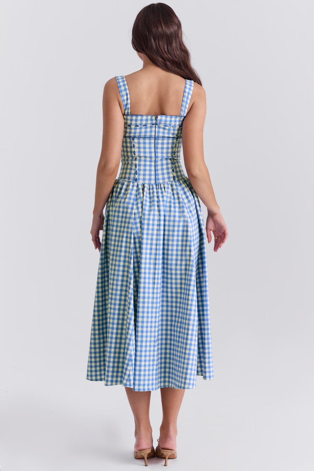 Vestido Midi Xadrez Vivella Farm - GOLDEN ERA